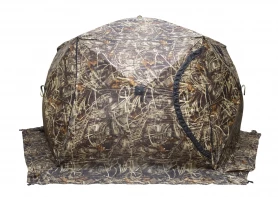 Палатка зимняя ЧУМ 2 (трехслойная, камыш с выводом под трубу и навесом)